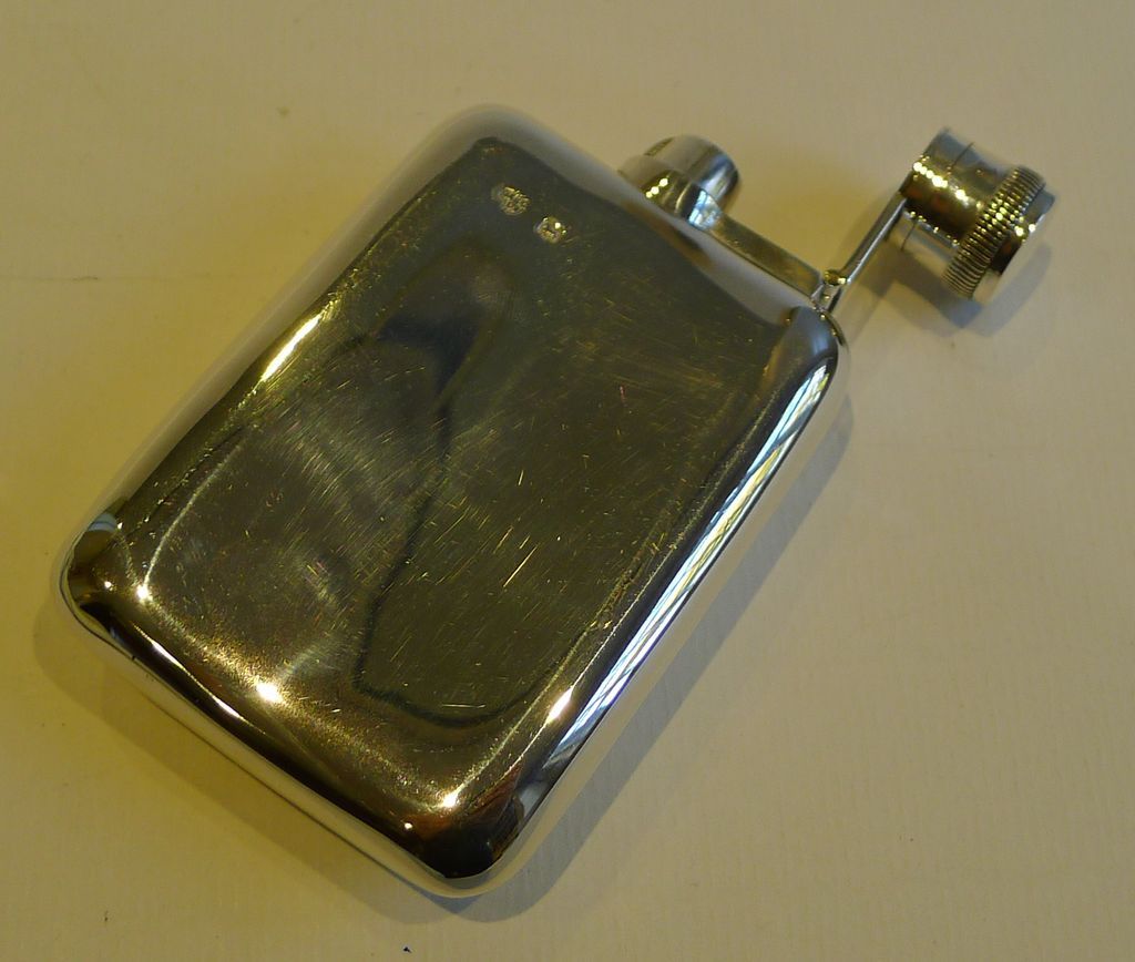 English Sterling Silver Liquor / Whisky Flask - London 1916 English Sterling Silver Liquor / Whisky Flask - London 1916