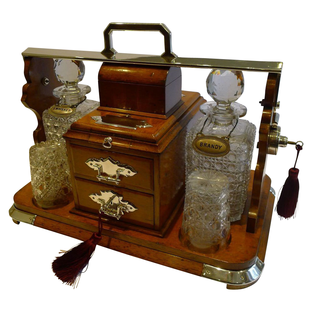 Magnificent & Unusual Combined Antique English Tantalus & Cigar Safe / Humidor -1892 Magnificent & Unusual Combined Antique English Tantalus & Cigar Safe / Humidor -1892