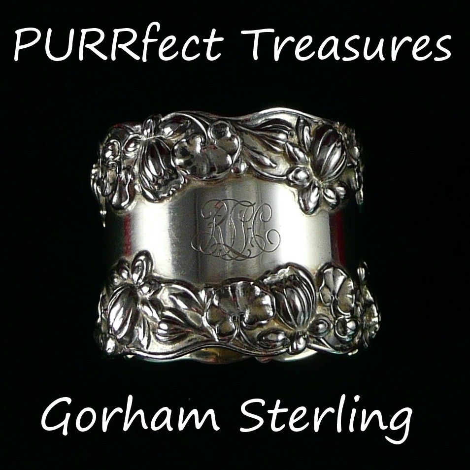 Antique Gorham Sterling Silver Napkin Ring - Pond Lily c1890 Antique Gorham Sterling Silver Napkin Ring - Pond Lily c1890