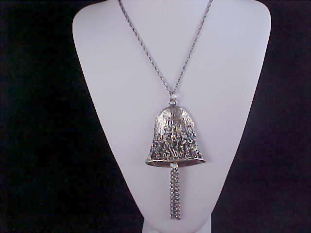 Massive SILVER PLATE "BELL" Medallion & Chain Necklace Massive SILVER PLATE "BELL" Medallion & Chain Necklace
