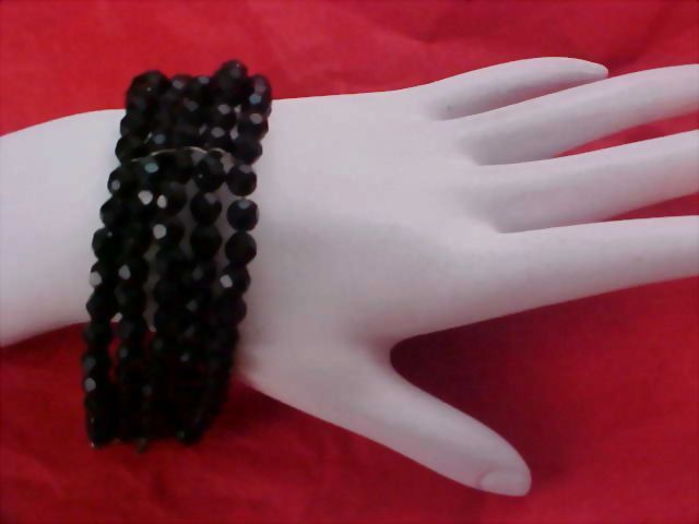Hand Cut Black Crystal 5 row Wired Bracelet Hand Cut Black Crystal 5 row Wired Bracelet