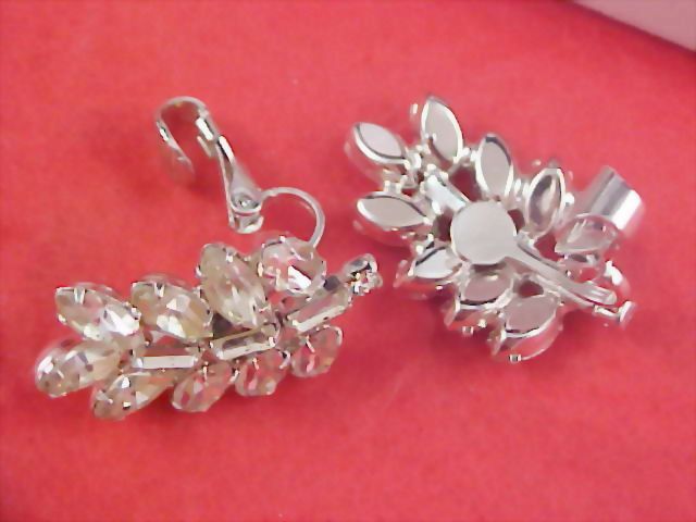 SPECTACULAR - Art Deco Baguette & Marquis Diamante Clip Earrings SPECTACULAR - Art Deco Baguette & Marquis Diamante Clip Earrings
