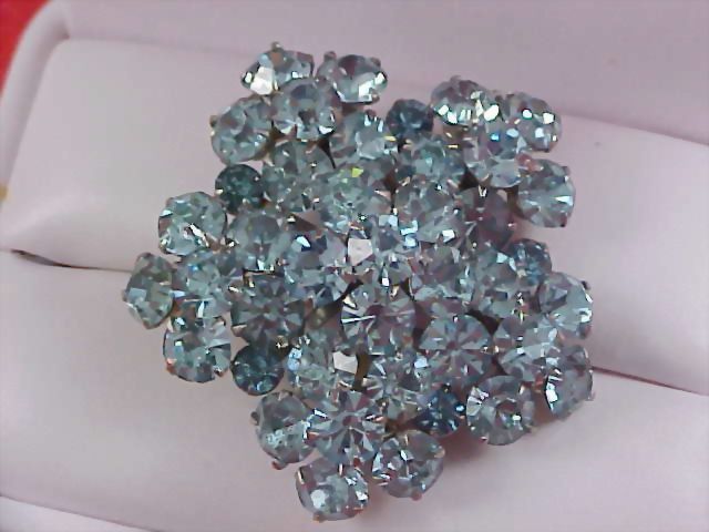 MID CENTURY Blue Topaz Rhinestone Paste Brooch MID CENTURY Blue Topaz Rhinestone Paste Brooch