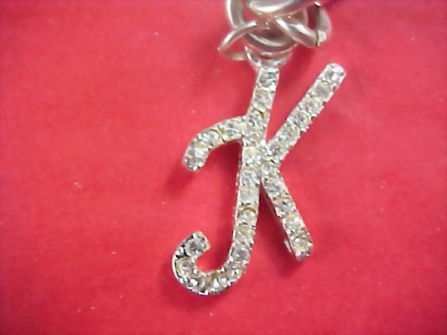 INITIAL K - Silver Rhodium Plate Diamante Charm Bracelet INITIAL K - Silver Rhodium Plate Diamante Charm Bracelet