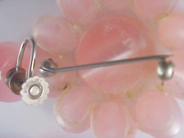 COTTON CANDY Pink Moonglow Demi Parure - Brooch & STERLING Silver Screw Back Earrings COTTON CANDY Pink Moonglow Demi Parure - Brooch & STERLING Silver Screw Back Earrings