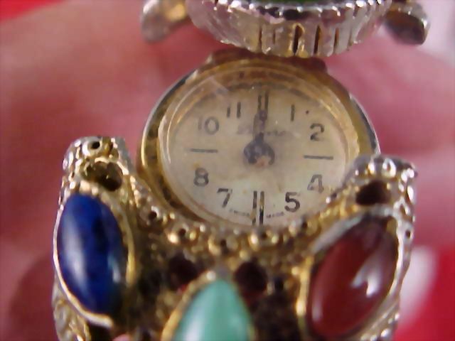 Lovely - Simulated Gemstone BRACELET WATCH - Gold & Silver Plate Lovely - Simulated Gemstone BRACELET WATCH - Gold & Silver Plate