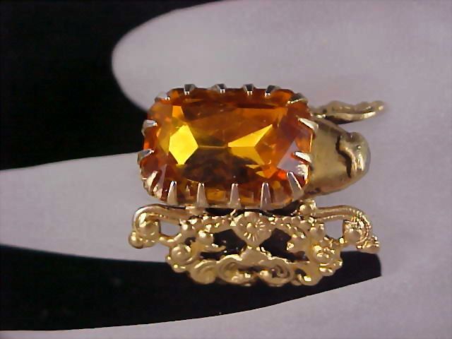 FABULOUS Victorian Style Honey Amber Massive Glass Stone Filigree Cocktail Ring FABULOUS Victorian Style Honey Amber Massive Glass Stone Filigree Cocktail Ring