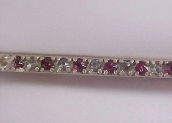 Art Deco Old 1930's Sterling Bar Pin~ Red & Clear Stones~ Old C Clasp by Ralfe Rings Art Deco Old 1930's Sterling Bar Pin~ Red & Clear Stones~ Old C Clasp by Ralfe Rings
