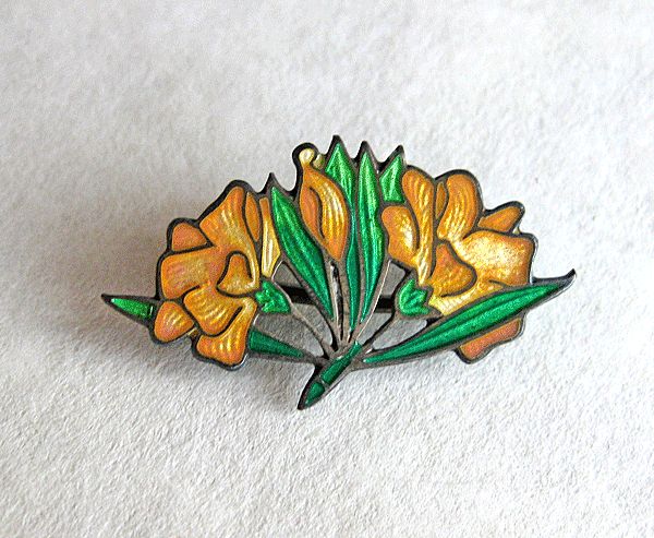 Antique Sterling Silver Enamel Flowers Doll Lingerie Lapel Pin Brooch Antique Sterling Silver Enamel Flowers Doll Lingerie Lapel Pin Brooch