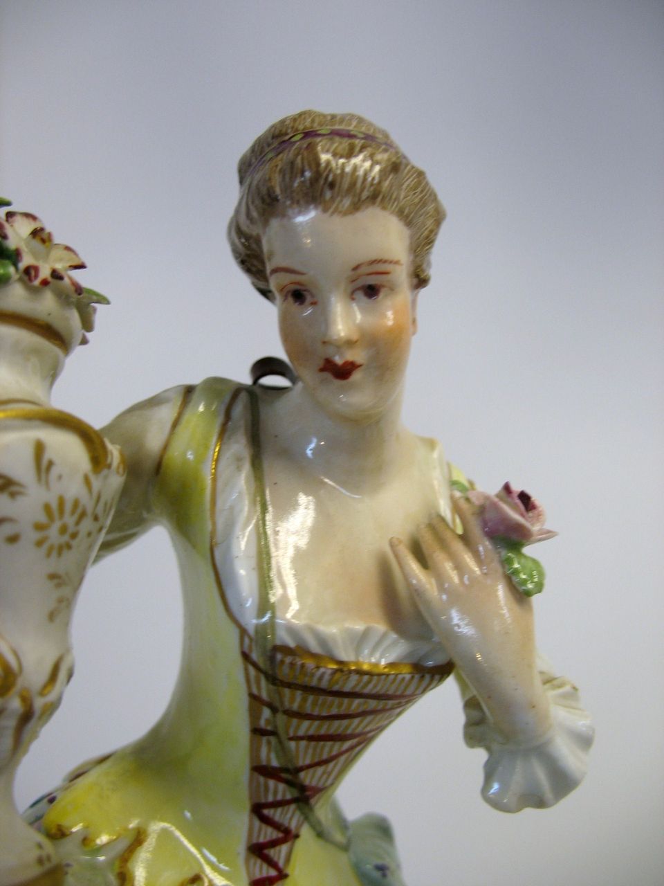 19th Century larger Dresden porcelain figure woman with flowers 19th Century larger Dresden porcelain figure woman with flowers