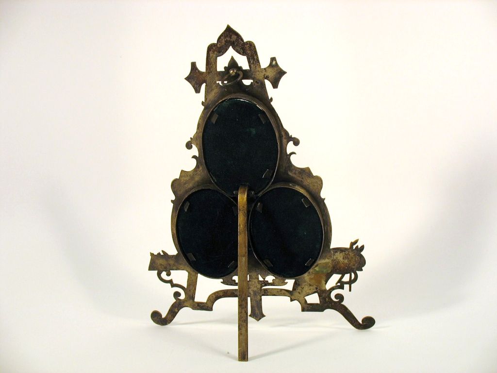 Victorian ornate brass Artist inspired triple picture photo frame Victorian ornate brass Artist inspired triple picture photo frame