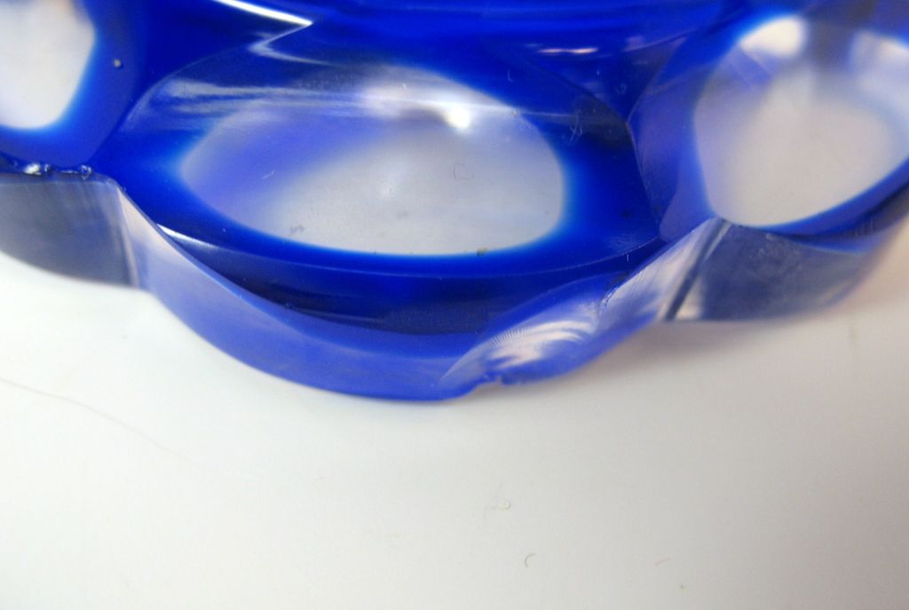 Rare Sandwich glass cobalt overlay lidded pokal Rare Sandwich glass cobalt overlay lidded pokal