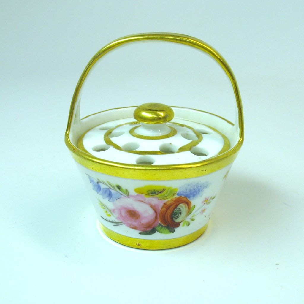 Antique miniature porcelain bough pot flower basket 1850's Antique miniature porcelain bough pot flower basket 1850's