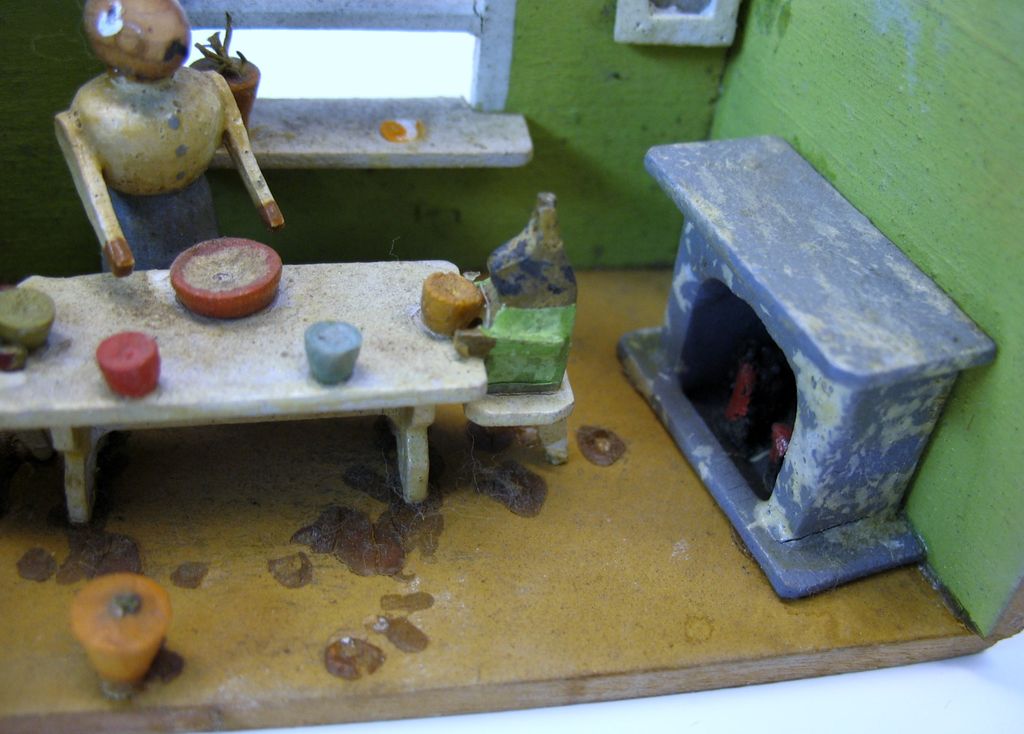 Adorable antique "dolls toy" of a rabbit diorama shadow box Adorable antique "dolls toy" of a rabbit diorama shadow box