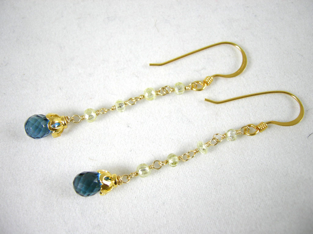 18K Solid Gold~AAA Canary Diamonds & London Blue Topaz earrings~ WOW! 18K Solid Gold~AAA Canary Diamonds & London Blue Topaz earrings~ WOW!