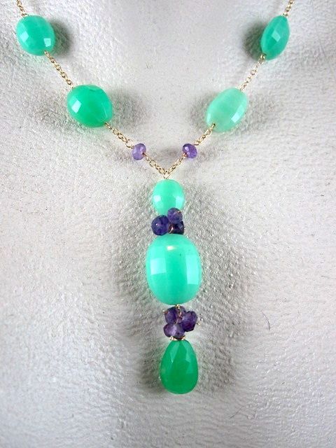 14K & 18K Solid Gold~ AAA Chrysoprase & African Amethyst Necklace~ new 2012 14K & 18K Solid Gold~ AAA Chrysoprase & African Amethyst Necklace~ new 2012