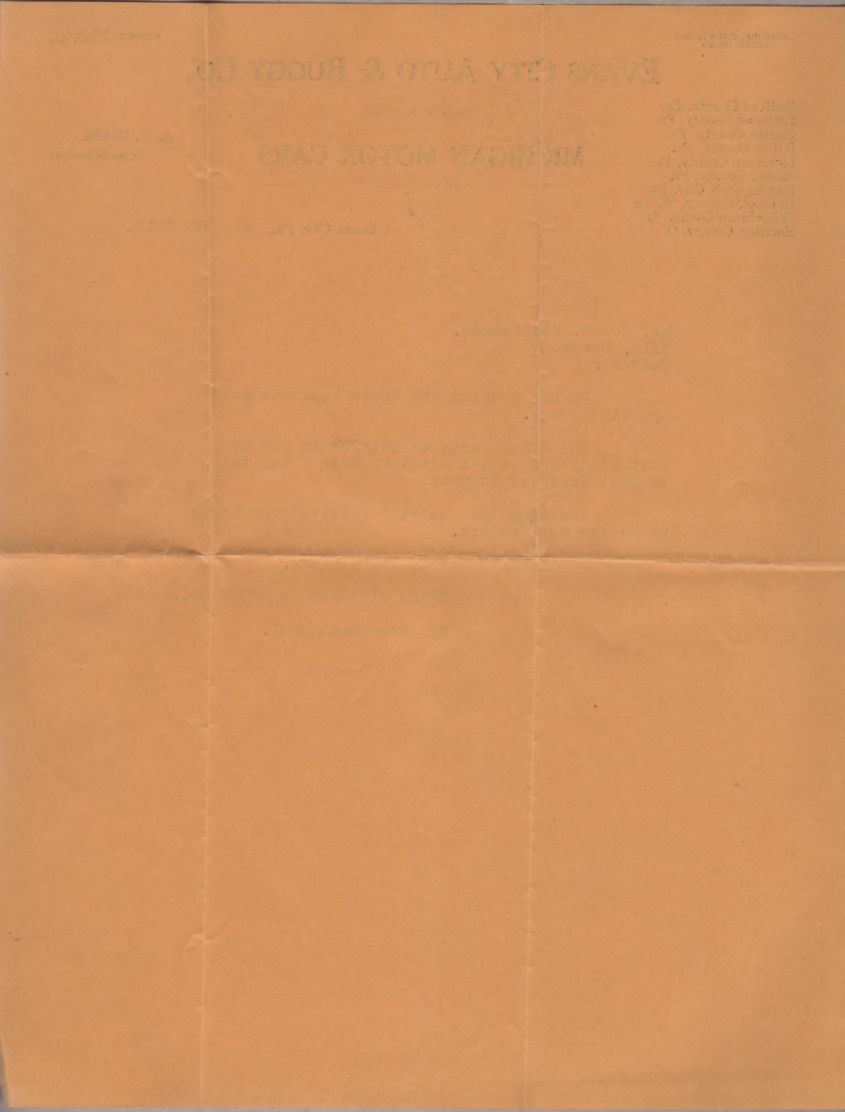 Evans City Auto & Buggy Co Michigan Motor Cars Letterhead and Envelope 8/8/1912 Evans City Auto & Buggy Co Michigan Motor Cars Letterhead and Envelope 8/8/1912