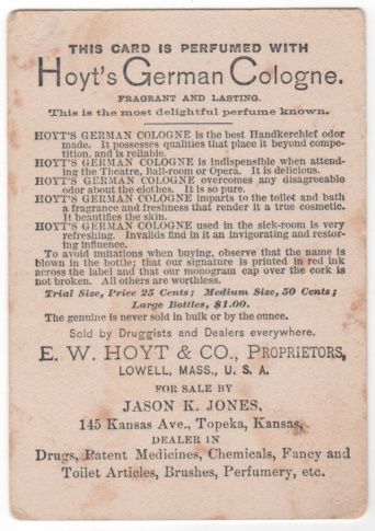 Hoyt's German Cologne Lowell MA Trade Card Hoyt's German Cologne Lowell MA Trade Card