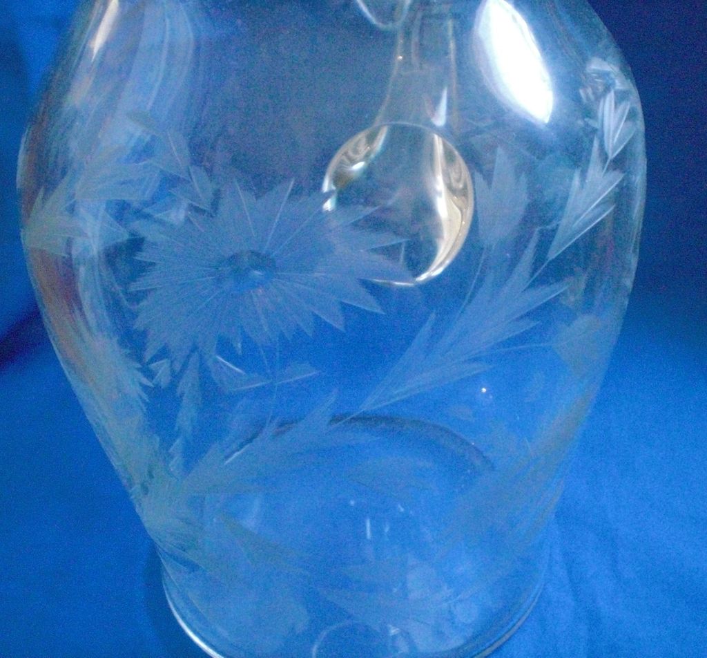 Wheel Cut Blown Glass Pitcher Wheel Cut Blown Glass Pitcher