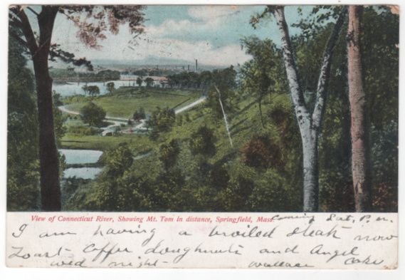 View of Connecticut River Mt Tom in Distance Springfield MA Massachusetts Postcard View of Connecticut River Mt Tom in Distance Springfield MA Massachusetts Postcard