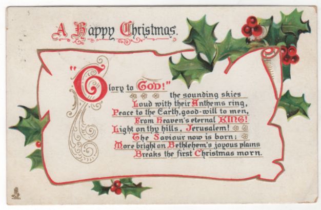 Christmas Vintage Postcard A Happy Christmas Hymn Scroll Holly Tuck Christmas Vintage Postcard A Happy Christmas Hymn Scroll Holly Tuck