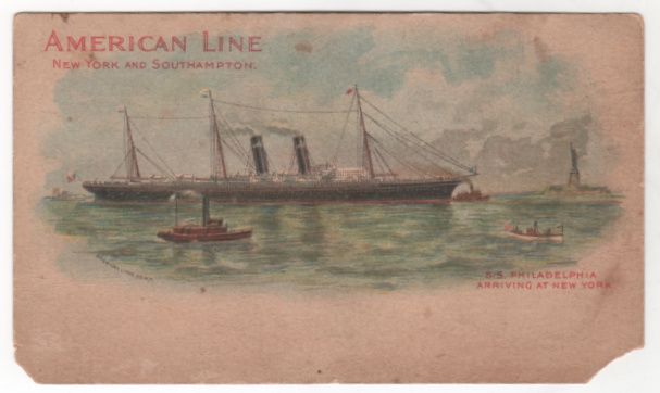 American Line S S Philadelphia Arriving at New York NY Vintage Postcard American Line S S Philadelphia Arriving at New York NY Vintage Postcard
