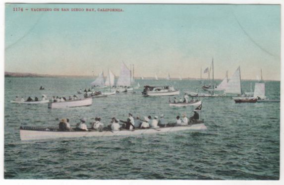 Yachting on Sand Diego Bay CA California Vintage Postcard Yachting on Sand Diego Bay CA California Vintage Postcard