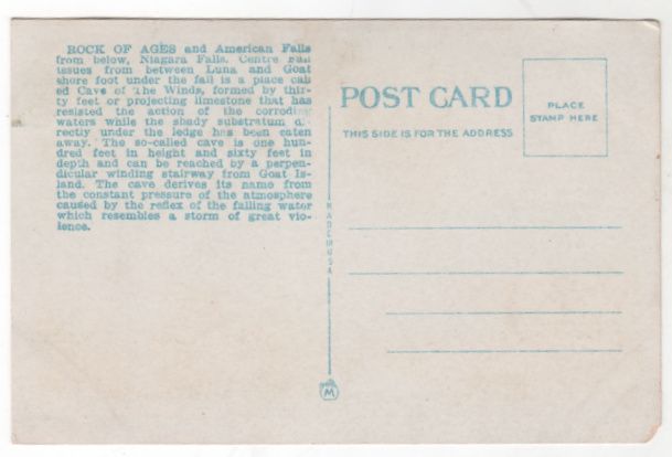 Cave of the Winds and Bridal Veil Falls Niagara Falls NY New York Vintage Postcard Cave of the Winds and Bridal Veil Falls Niagara Falls NY New York Vintage Postcard