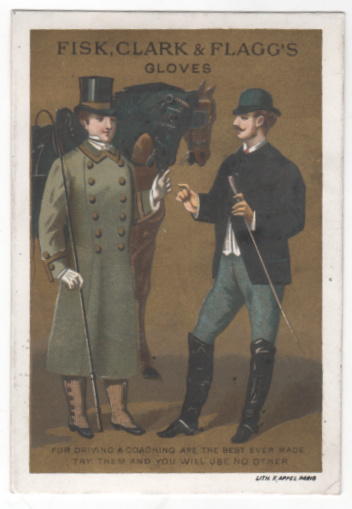 Fisk Clark and Flagg's Gloves Victorian Trade Card B Fisk Clark and Flagg's Gloves Victorian Trade Card B