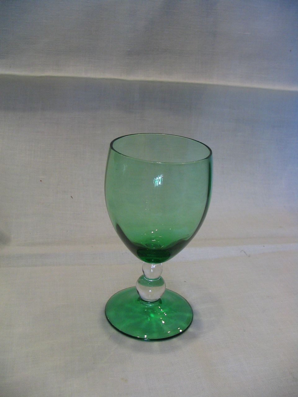 Eight Green Glass Wine Size Clear Stems Eight Green Glass Wine Size Clear Stems