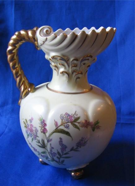 Porcelain Ewer with Lilacs and Gold Trim Porcelain Ewer with Lilacs and Gold Trim