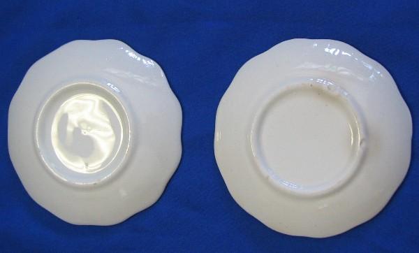 Two China Butter Pats with Blue Flowers and Greenery Two China Butter Pats with Blue Flowers and Greenery