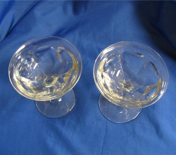 Two Heisey Glass Puritan 2 1/2 oz Creme de Menthe Stems Two Heisey Glass Puritan 2 1/2 oz Creme de Menthe Stems