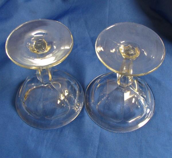 Two Heisey Glass Puritan 2 1/2 oz Creme de Menthe Stems Two Heisey Glass Puritan 2 1/2 oz Creme de Menthe Stems