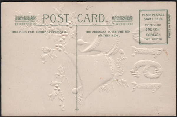 Unmarked John Winsch Postcard 1910 A Happy New Year to You Unmarked John Winsch Postcard 1910 A Happy New Year to You
