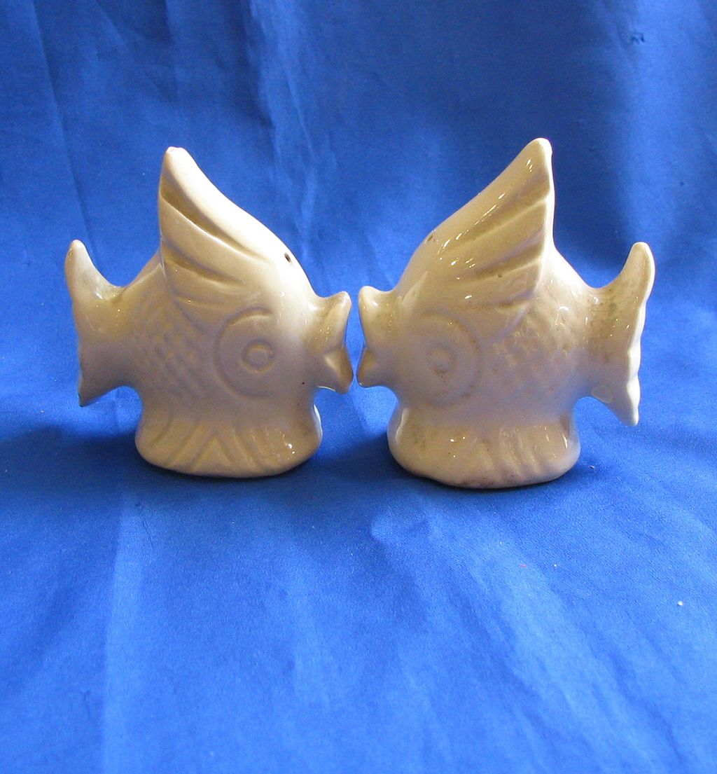 Ceramic White Fish Salt and Pepper Shakers Ceramic White Fish Salt and Pepper Shakers