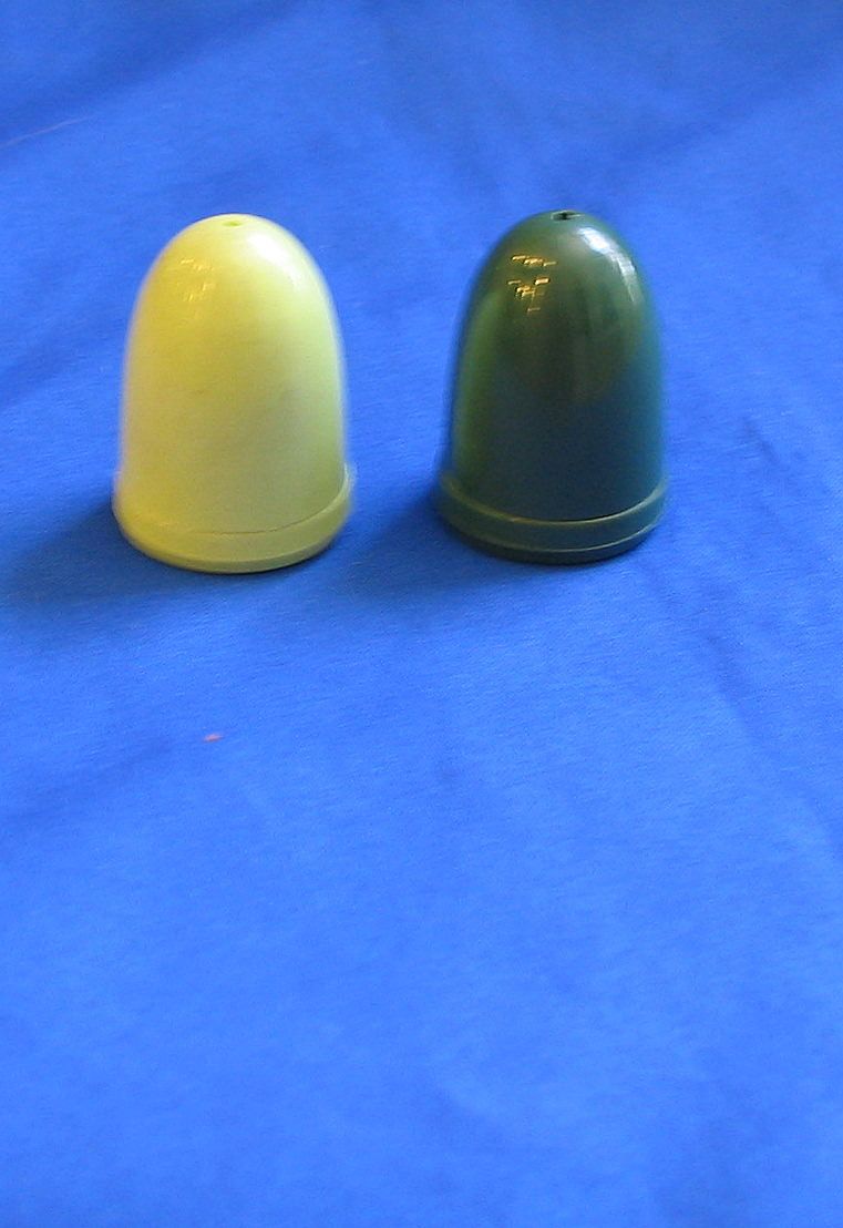 1950s Plastic Light Dark Green Salt and Pepper Shakers 1950s Plastic Light Dark Green Salt and Pepper Shakers