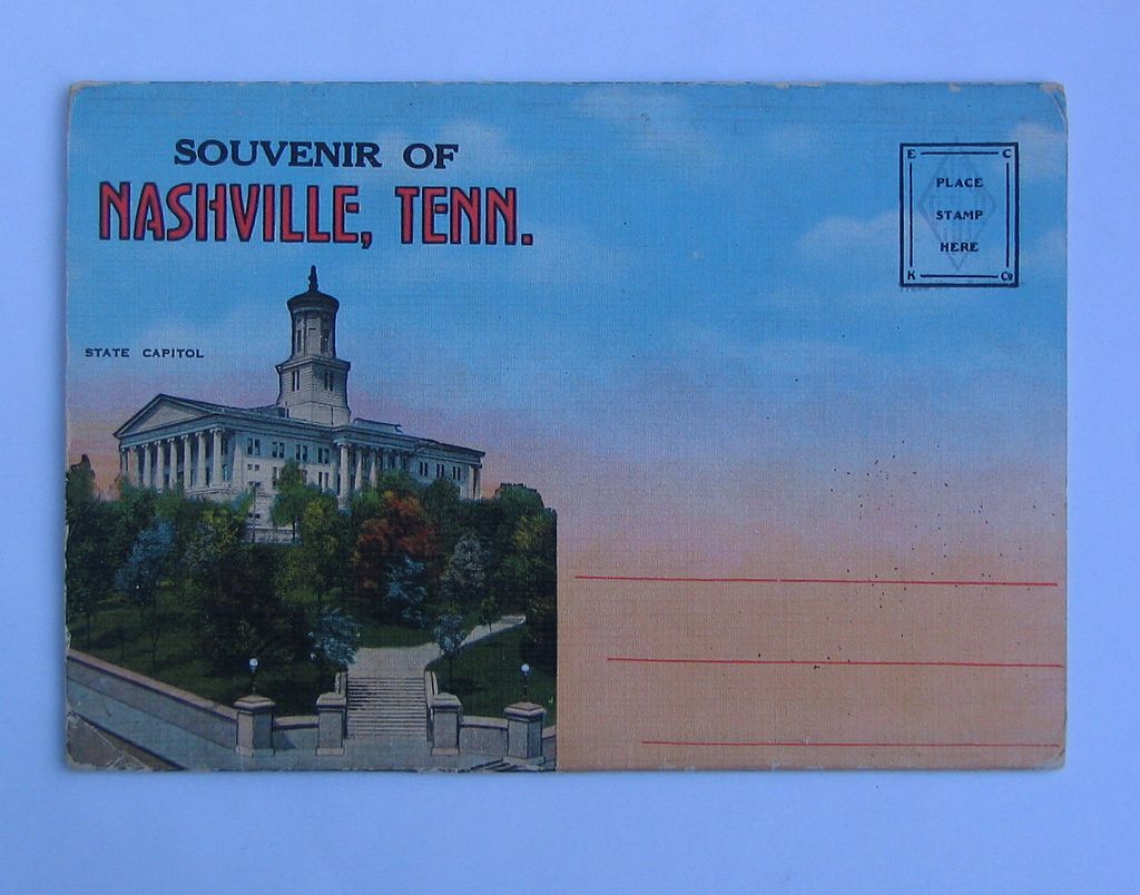 Linen Souvenir Folder Nashville Tennessee Linen Souvenir Folder Nashville Tennessee