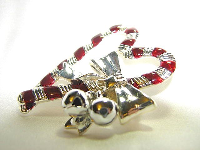Candy Cane Figural with Articulated Bells Candy Cane Figural with Articulated Bells