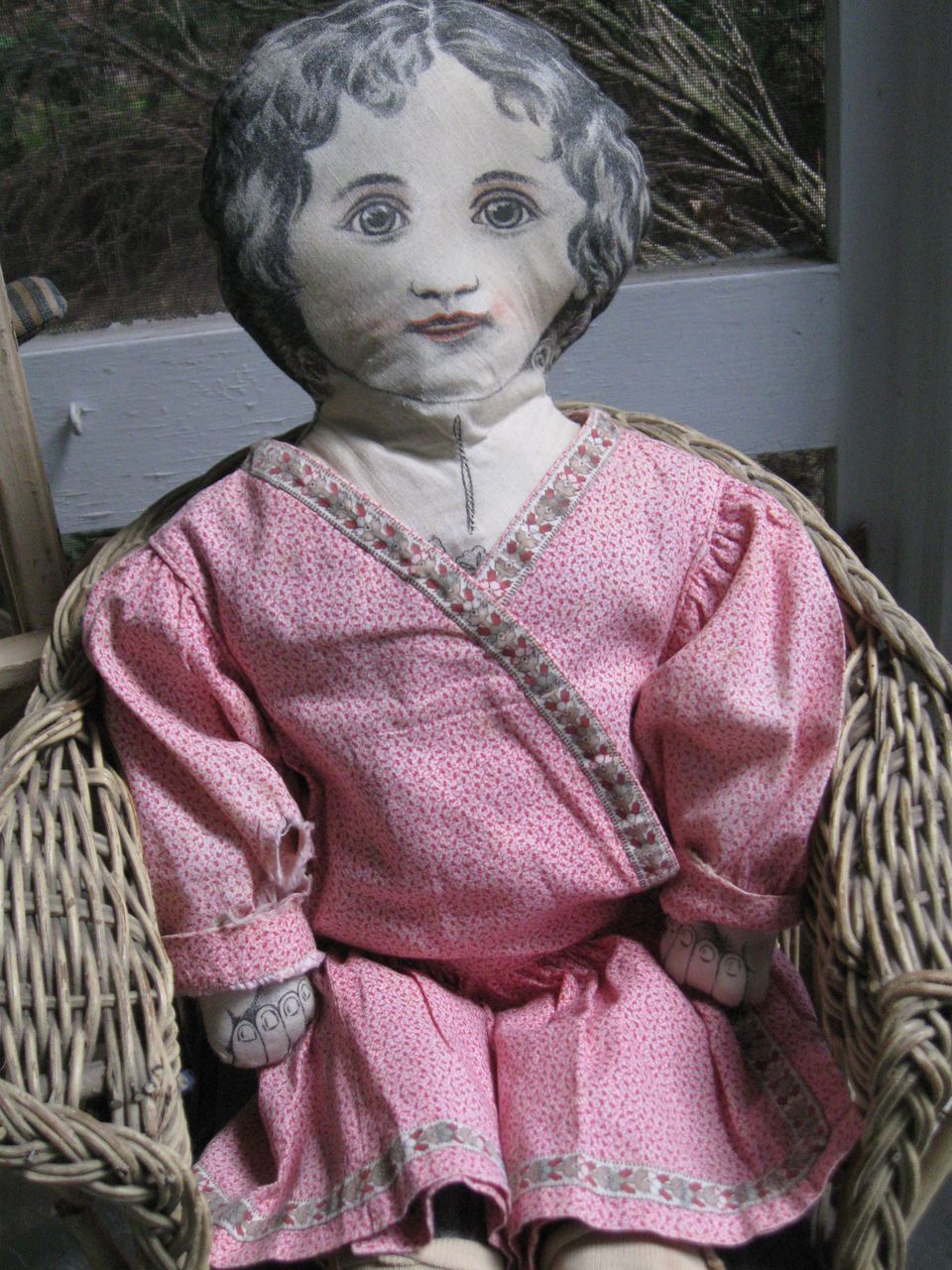 Miss Malto-Rice Printed 21" Antique Cloth Doll~Calico Dress Miss Malto-Rice Printed 21" Antique Cloth Doll~Calico Dress