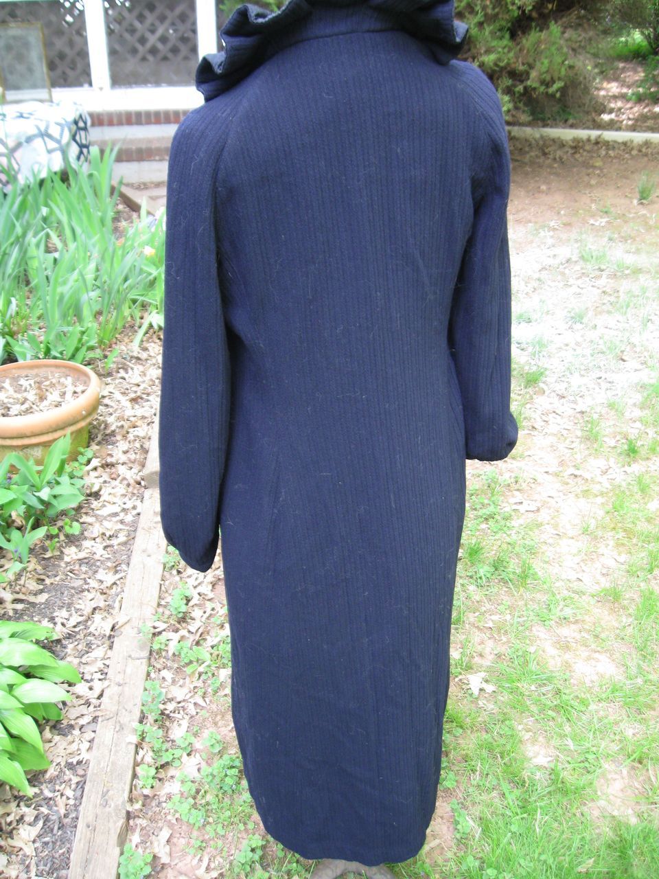 Antique c1930 Fancy Navy Deco Flapper Coat, Ruffled Collar Antique c1930 Fancy Navy Deco Flapper Coat, Ruffled Collar