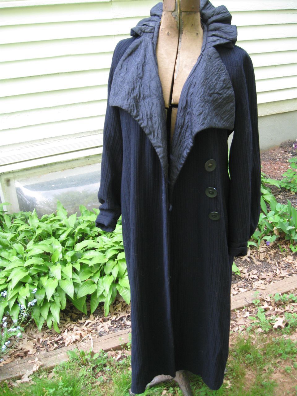 Antique c1930 Fancy Navy Deco Flapper Coat, Ruffled Collar Antique c1930 Fancy Navy Deco Flapper Coat, Ruffled Collar