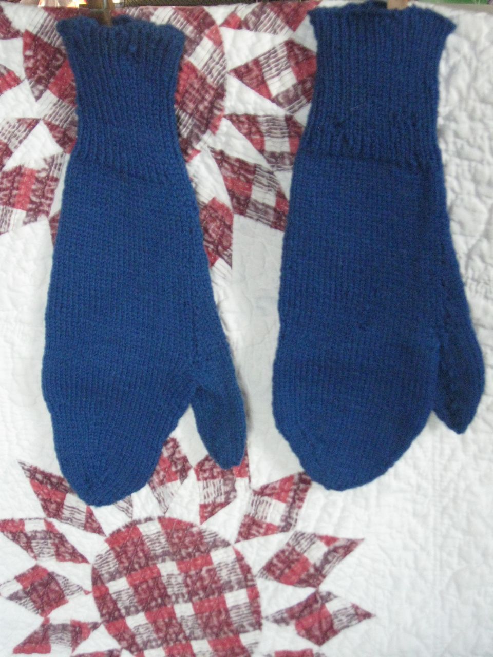 Early Knitted Blue Wool Mittens~NY Early Knitted Blue Wool Mittens~NY