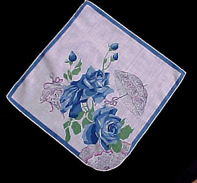 Blue Roses Umbrella Parasols Handkerchief Hanky Blue Roses Umbrella Parasols Handkerchief Hanky