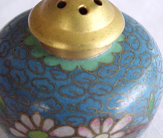 Blue Cloisonne Brass Enamel Miniature Shaker Blue Cloisonne Brass Enamel Miniature Shaker