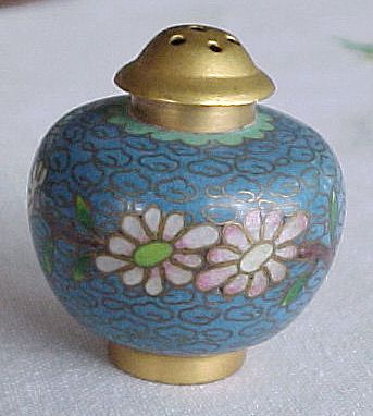 Blue Cloisonne Brass Enamel Miniature Shaker Blue Cloisonne Brass Enamel Miniature Shaker