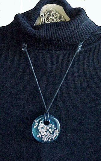 Aqua Turquoise Glass Pendant Adjustable Necklace Aqua Turquoise Glass Pendant Adjustable Necklace