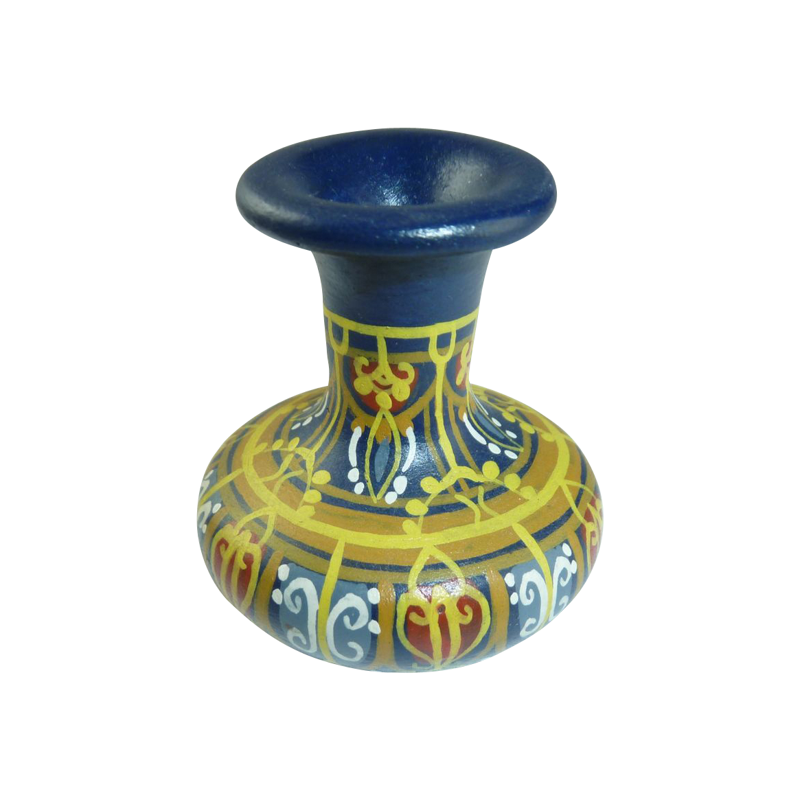 Blue Miniature Hand Painted Pottery Urn Vase Blue Miniature Hand Painted Pottery Urn Vase