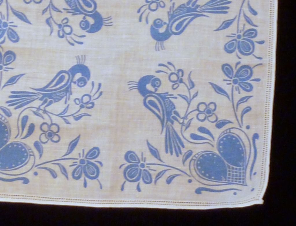 Blue Partridge Hen with Heart Handkerchief Hanky Blue Partridge Hen with Heart Handkerchief Hanky