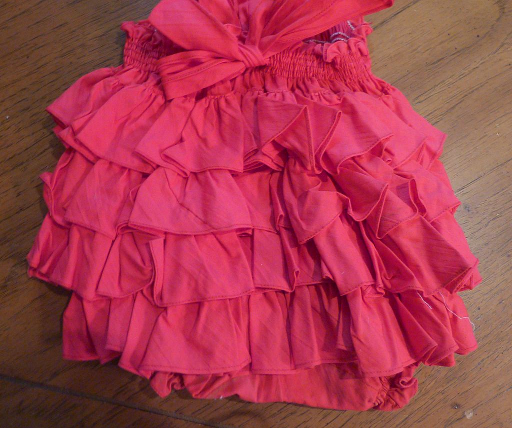 Red Bubble Baby Romper Barbie Frock Original from rarefinds on Ruby Lane